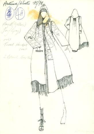 Drawing of Coat and Scarf for the Autumn/Winter 1975 Collection