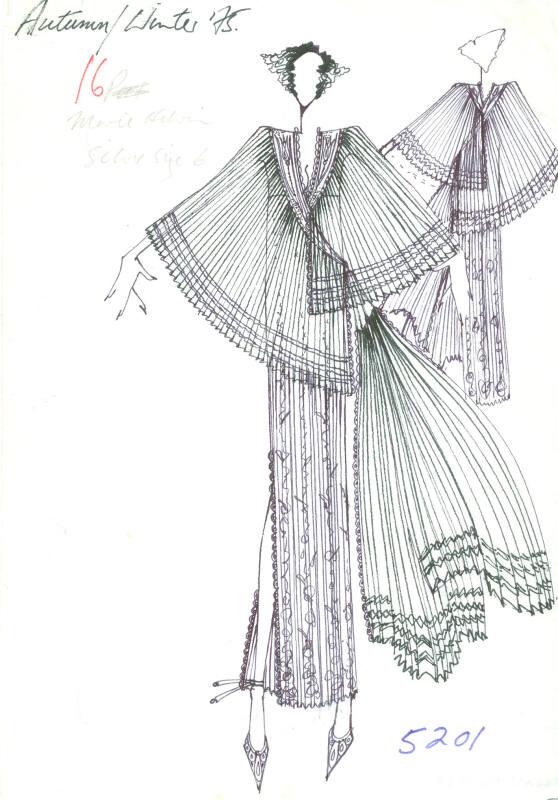 Drawing of Dress for the Autumn/Winter 1975 Collection