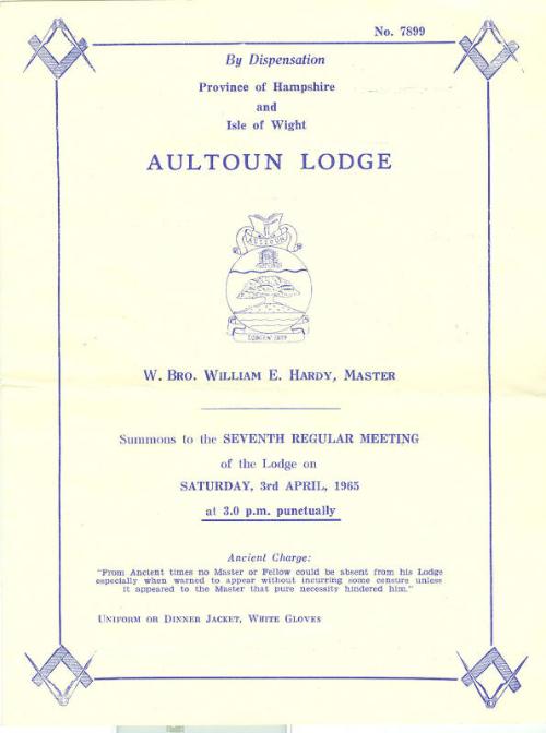 Summons to Attend Lodge Meeting