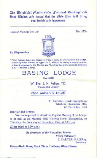 Summons to Attend Lodge Meeting