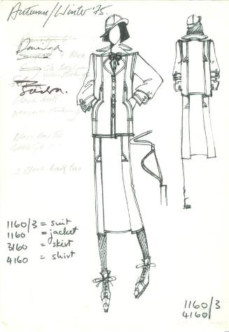 Drawing of Jacket and Skirt for the Autumn/Winter 1975 Collection