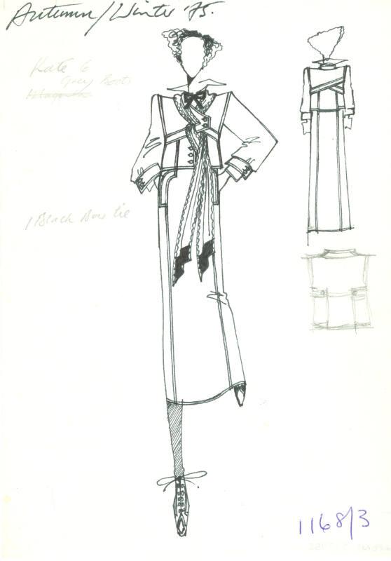 Drawing of Jacket, Skirt, Scarf for the Autumn/Winter 1975 Collection