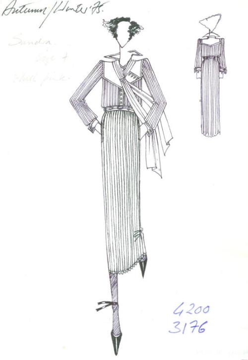 Drawing of Top and Skirt for the Autumn/Winter 1975 Collection