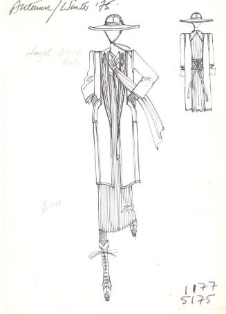 Drawing of Coat and Dress for the Autumn/Winter 1975 Collection