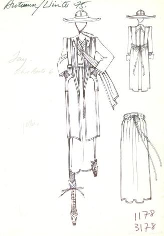Drawing of Coat and Skirt for the Autumn/Winter 1975 Collection