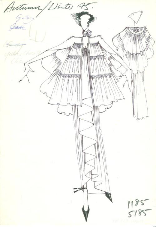 Drawing of Dress and Jacket for the Autumn/Winter 1975 Collection