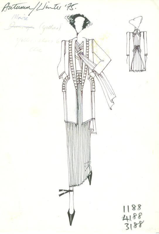 Drawing of Blouse, Skirt and Coat for the Autumn/Winter 1975 Collection