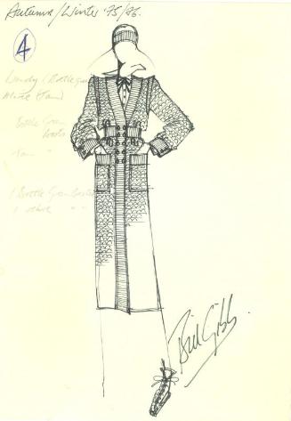 Drawing of Coat for the Autumn/Winter 1975/1976 Collection