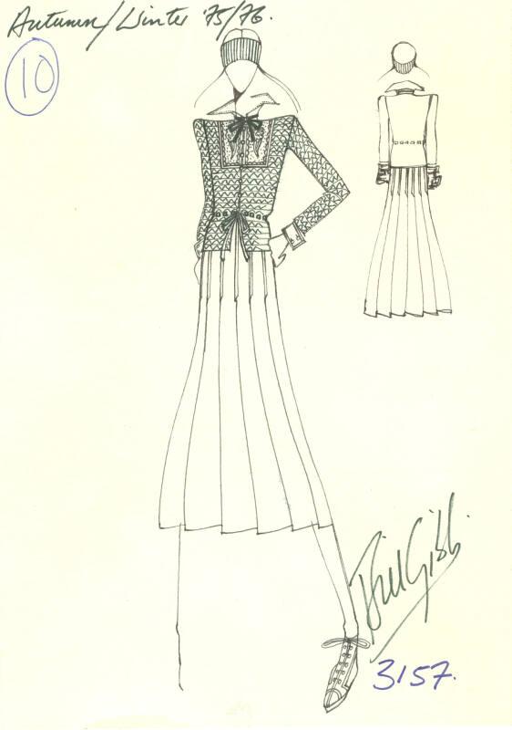 Drawing of Jacket and Skirt for the Autumn/Winter 1975/1976 Collection