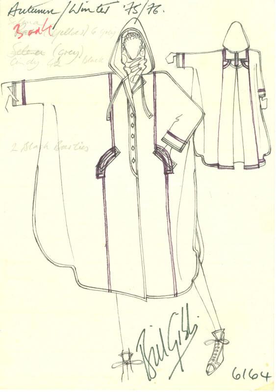 Drawing of Coat for the Autumn/Winter 1975/1976 Collection
