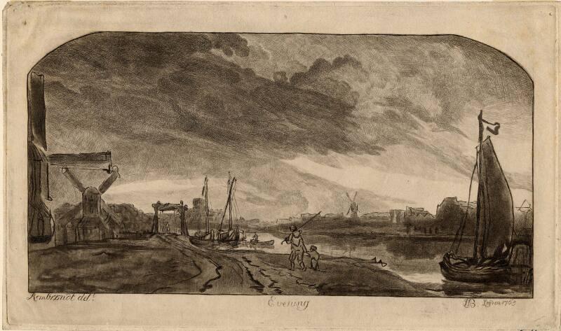 Evening, Leyden by Captain William Baillie (After Rembrandt Van Rijn)