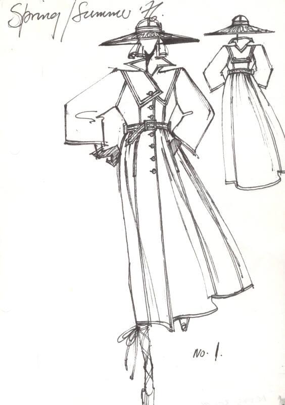 Drawing of Belted Raincoat for Spring/Summer 1976 Collection