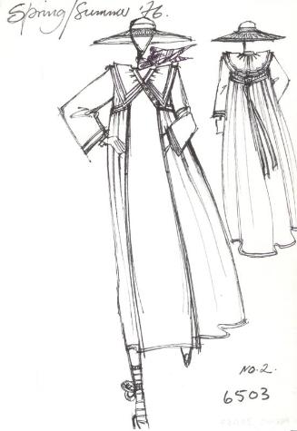 Drawing of Coat with Black Tie for Spring/Summer 1976 Collection