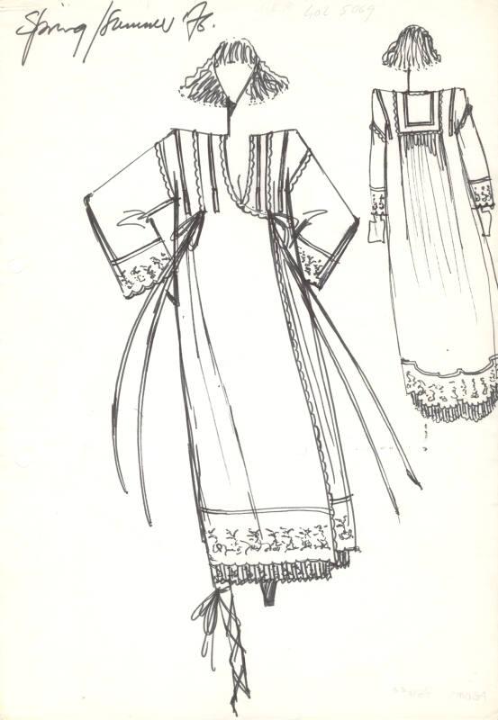 Drawing of Kimono-Style Dress for Spring/Summer 1976 Collection