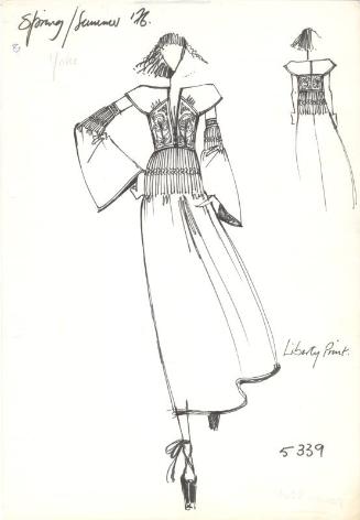 Drawing of Liberty Print Dress for Spring/Summer 1976 Collection