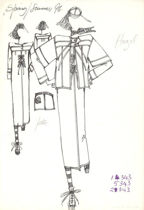 Drawing of Jacket, Dress and Hot Pants for Spring/Summer 1976 Collection