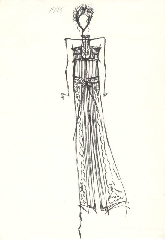 Drawing of Dress for 1975 Collection