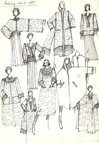 Multidrawing of Coats, Jackets and Skirts from the Winter 1975 Knitwear Collection