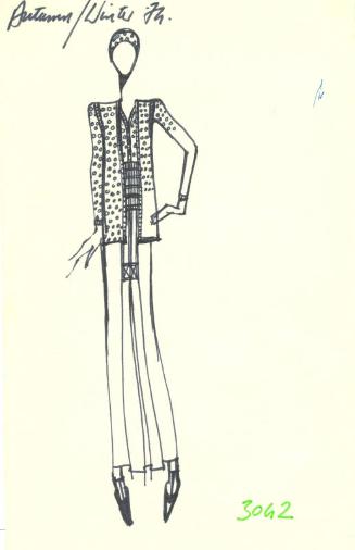 Drawing of Jacket, Top and Skirt for the Autumn/Winter 1974 Collection