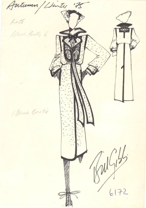 Drawing of Coat for the Autumn/Winter 1975 Collection