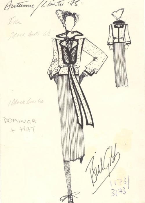 Drawing of Jacket and Skirt for the Autumn/Winter 1975 Collection