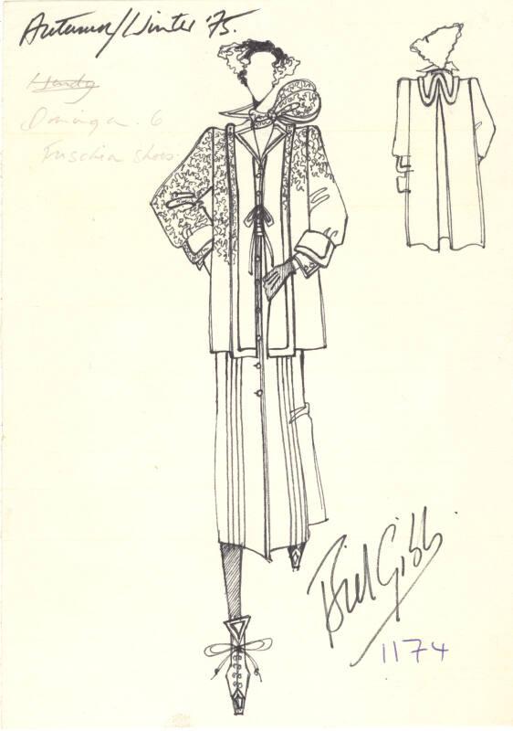 Drawing of Coat and Skirt for the Autumn/Winter 1975 Collection