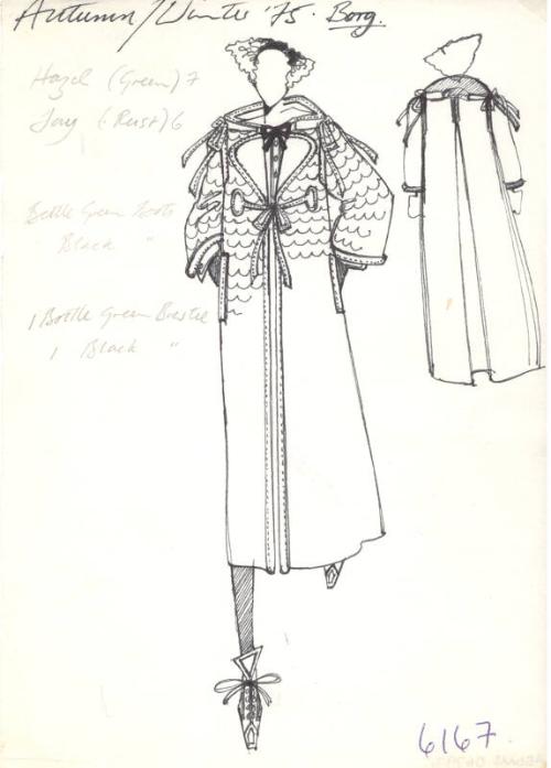 Drawing of Coat for the Autumn/Winter 1975 Collection