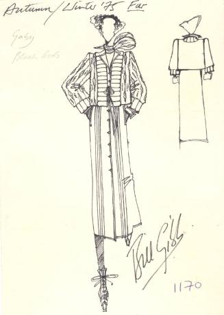 Drawing of Jacket and Skirt for the Autumn/Winter 1975 Fur Collection