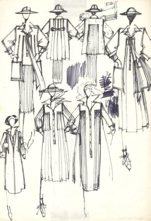 Drawing of Jackets and Dresses for the Autumn/Winter 1975 Collection