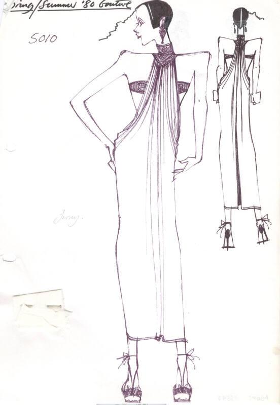 Drawing of Couture Gown and Bandeau