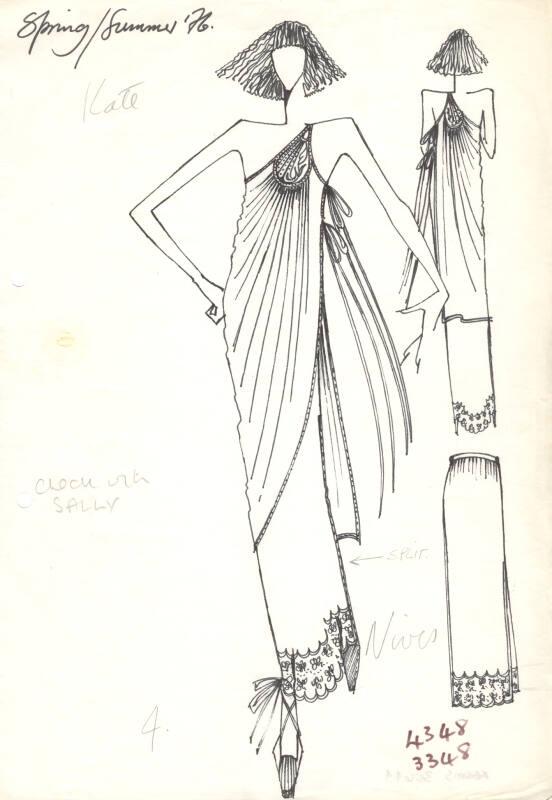 Drawing of Evening Blouse and Skirt for Spring/Summer 1976 Collection