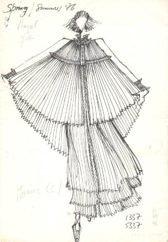 Drawing of Pleated Jacket and Dress for Spring/Summer 1976 Collection