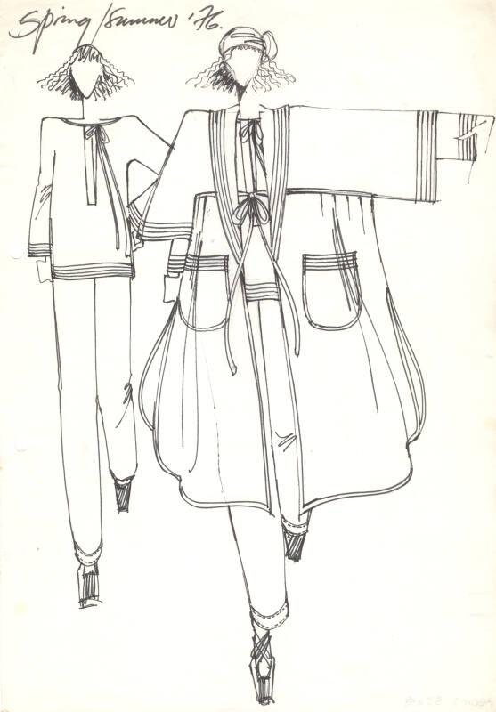 Drawing of Coat, Blouse and Trousers for Spring/Summer 1976 Collection