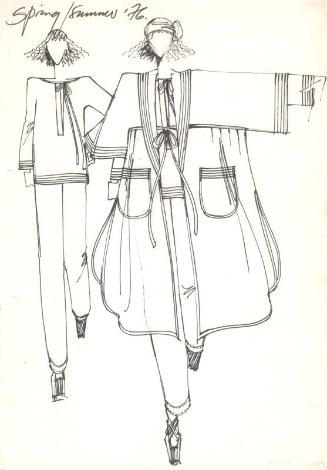 Drawing of Coat, Blouse and Trousers for Spring/Summer 1976 Collection