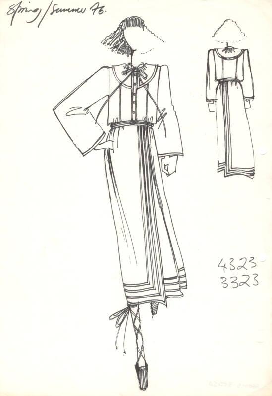 Drawing of Blouse and Wrap Skirt for Spring/Summer 1976 Collection