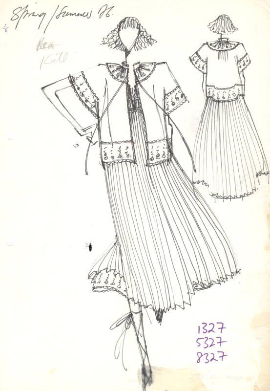 Drawing of Jacket, Dress and Skirt for Spring/Summer 1976 Collection