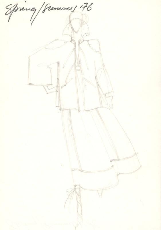 Drawing of Jacket and Dress for Spring/Summer 1976 Collection