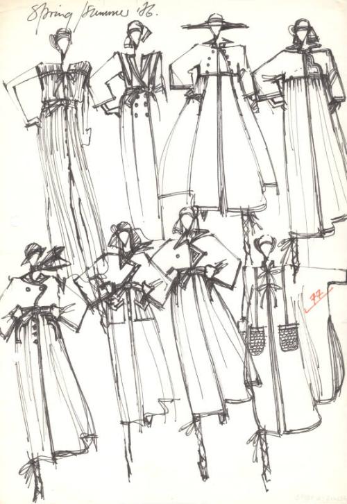 Multidrawing of Coats and Dresses for Spring/Summer 1976 Collection