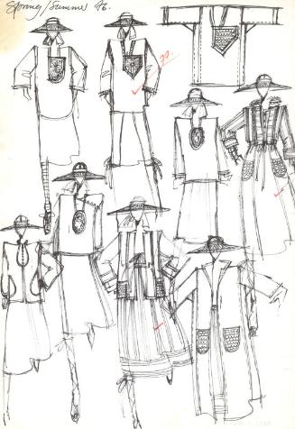 Multidrawing of Tops and Skirts for the Spring/Summer 1976 Collection