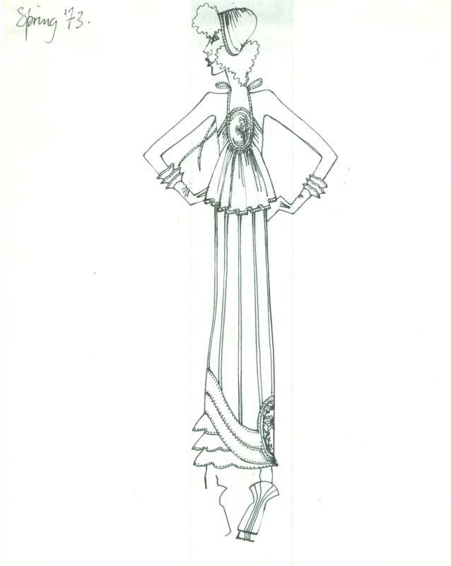 Drawing of Dress for Spring 1973 Collection