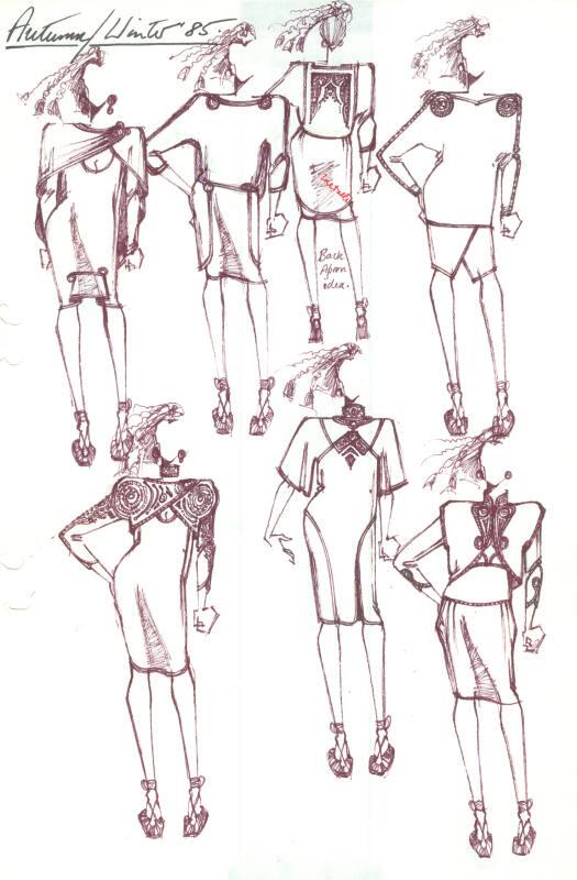 Multidrawing of Dresses for the Autumn/Winter 1985 Collection