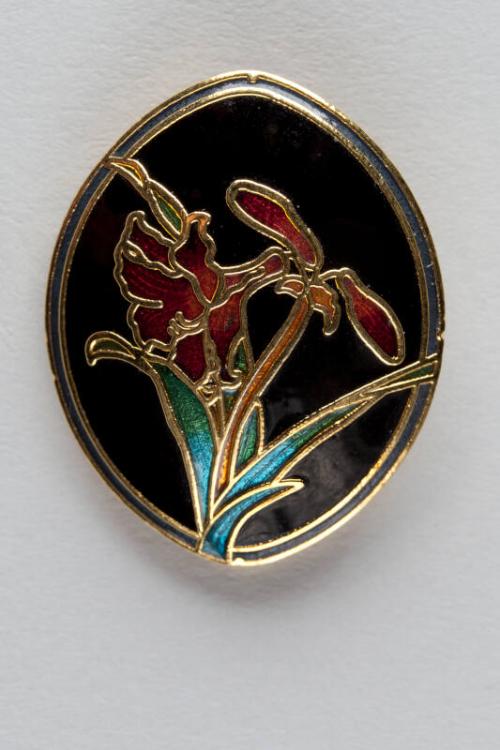 Red Cloisonne Brooch