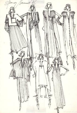 Multidrawing of Dresses for Spring/Summer 1976 Collection