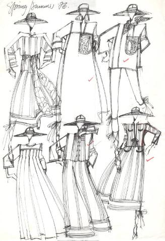 Multidrawing of Dresses, Tops and Skirts for the Spring/Summer 1976 Collection