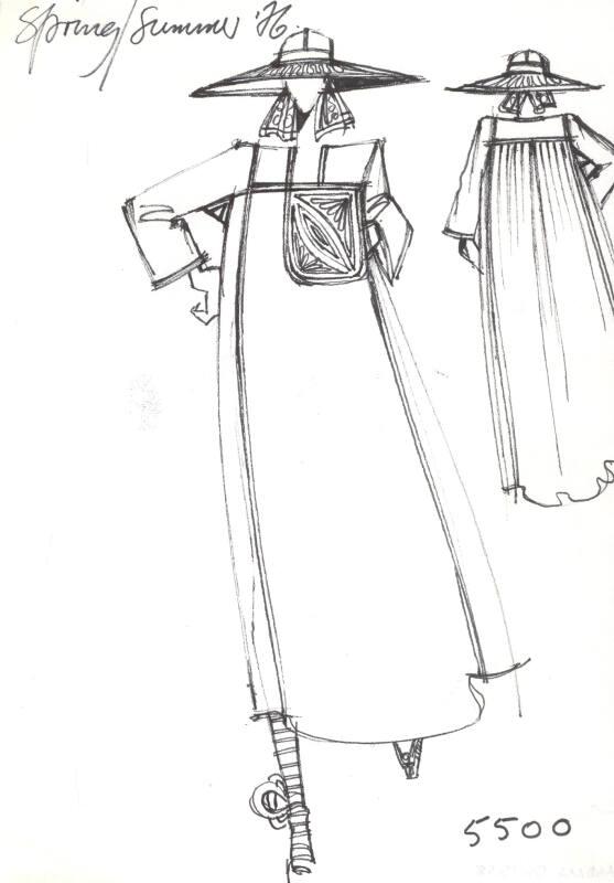 Drawing of Dress for the Spring/Summer 1976 Collection