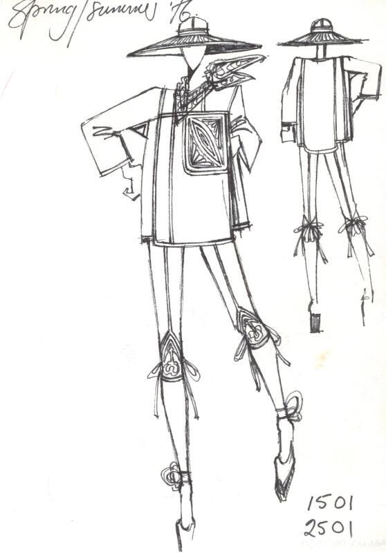 Drawing of Top and Knickerbockers for the Spring/Summer 1976 Collection