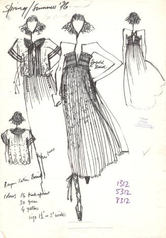 Drawing of Dress and Jacket for the Spring/Summer 1976 Collection