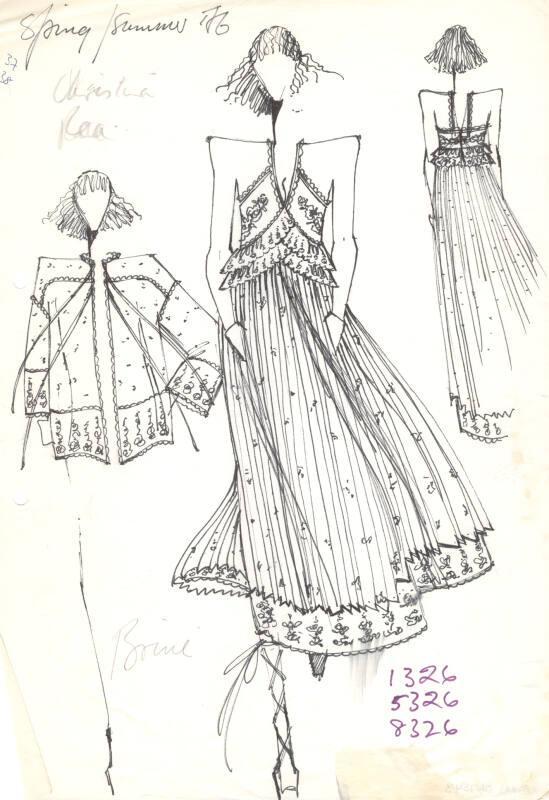 Drawing of Dress and Jacket for the Spring/Summer 1976 Collection