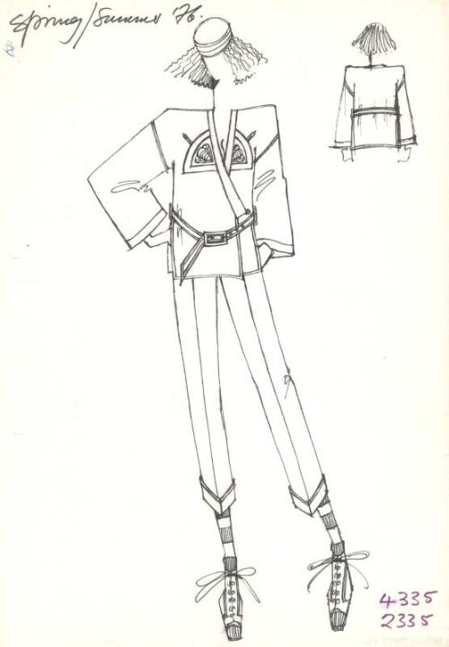 Drawing of Top and Trousers for the Spring/Summer 1976 Collection