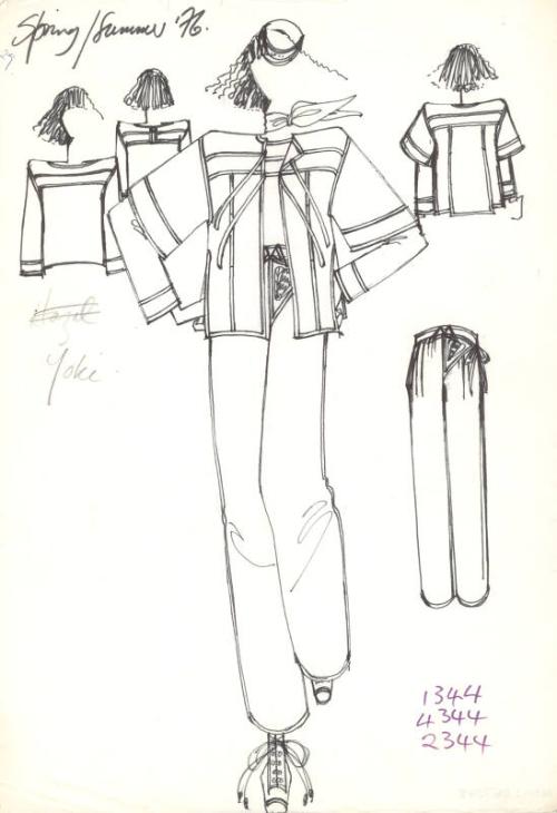 Drawing of Jacket, Top and Trousers for the Spring/Summer 1976 Collection